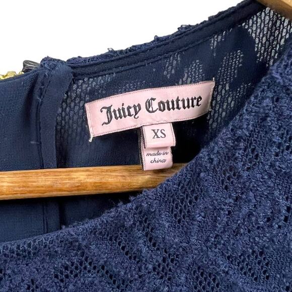 JUICY COUTURE Floral Navy Lace 3/4 Arm Dress SZ XS - Picture 4 of 8